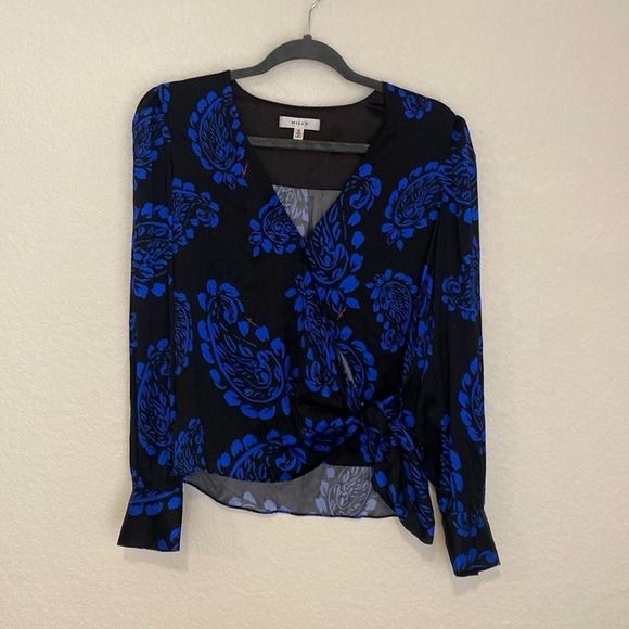 Milly Tossed Paisley Silk Blouse Medium - Picture 3 of 8